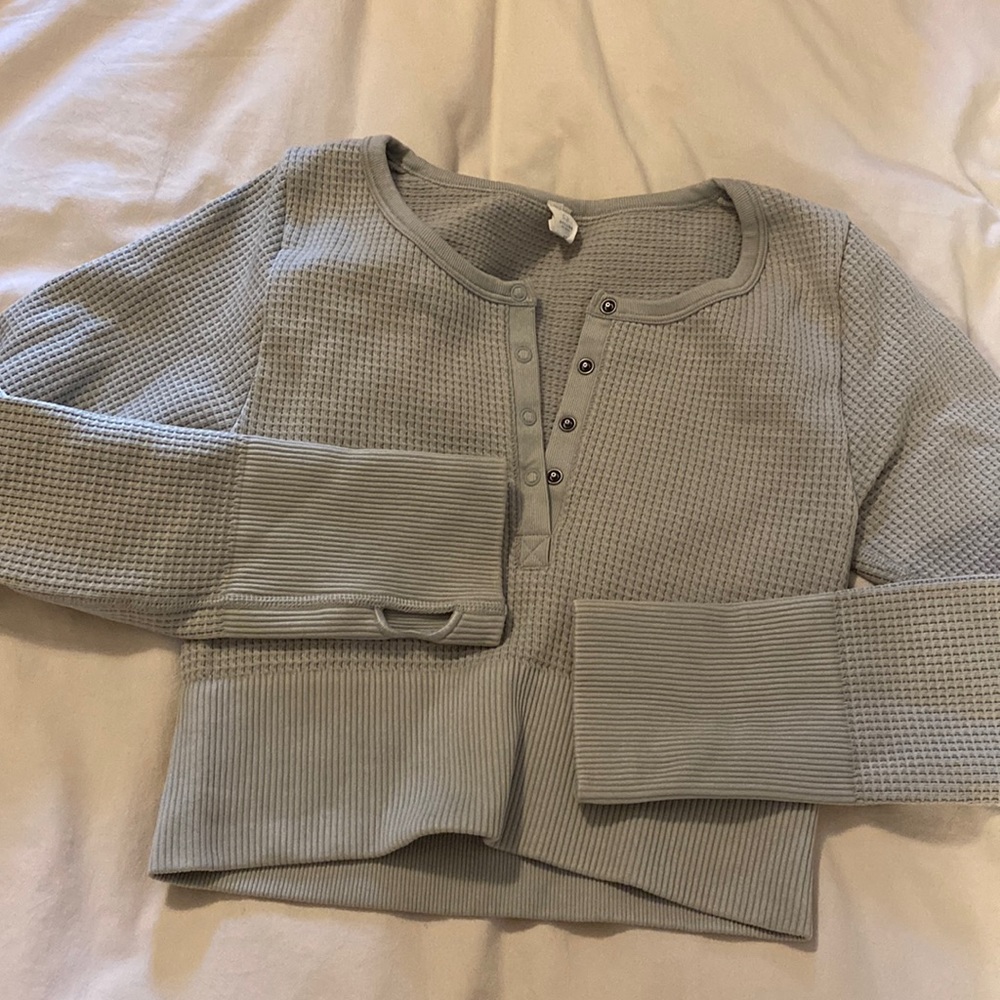 Aerie Offline Waffle Knit Crop Henley size S
